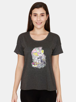 Zivame - Looney Tunes Doodletastic Knit Top - Anthra Melange