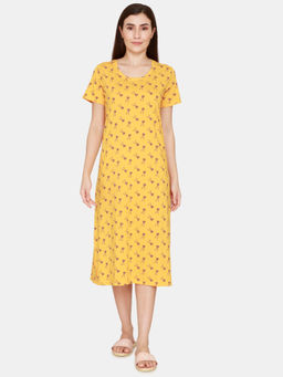 Zivame - Looney Tunes Halloween Knit Cotton Mid Length Nightdress - Cadmium Yellow Yellow