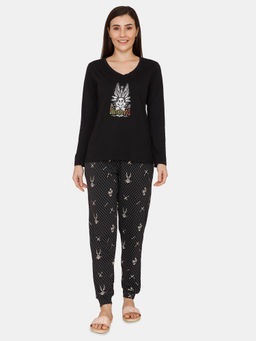 Zivame - Looney Tunes Halloween Knit Cotton Pyjama Set - Anthracite