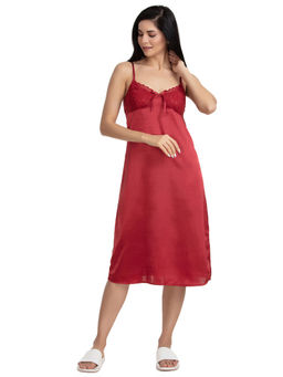 Zivame - Satin Chic Sleep Dress - Maroon