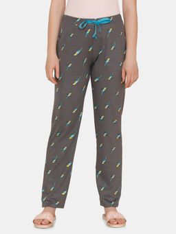 Zivame - Tropical Animal Print Cotton Sleep Pyjama - Grey