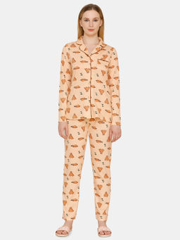 Zivame - Tropical Animals Top N Pyjama Set - Orange