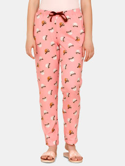 Zivame - Tropical Animal Print Cotton Knit Sleep Pyjama - Pink