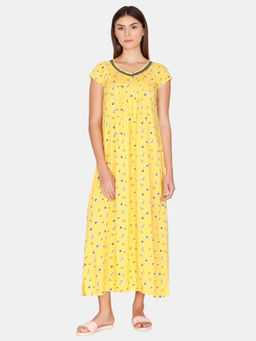 Zivame - Summer Chintz Ankle Length Night Dress - Yellow