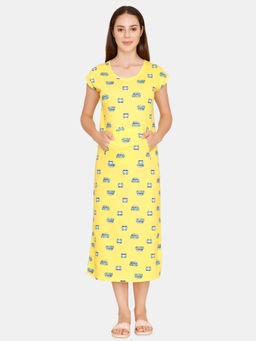Zivame - Pop Fresh Cotton Mid Length Night Dress - Yellow