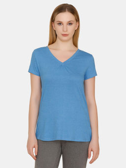 Zivame - Varsity Sleep Top - Blue