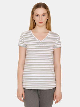 Zivame - Varsity Sleep Top - Multi-Color