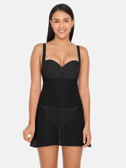 Zivame - Lace N Mesh Baby Doll With Thongs - Black