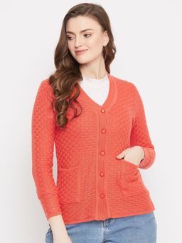 ZIGO - Orange Solid Regular Cardigan