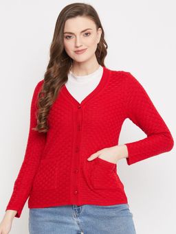 ZIGO - Red Solid Regular Cardigan