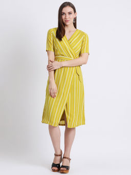 Zink London - Yellow Stripes Midi Dress