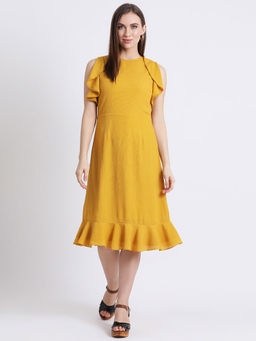Zink London - Yellow Solid Midi Dress