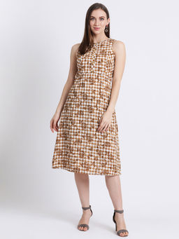 Zink London - Brown Printed Midi Dress