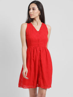 Zink London - Red Solid Midi Dress