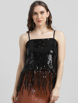 Zink London - Black Embellished Top