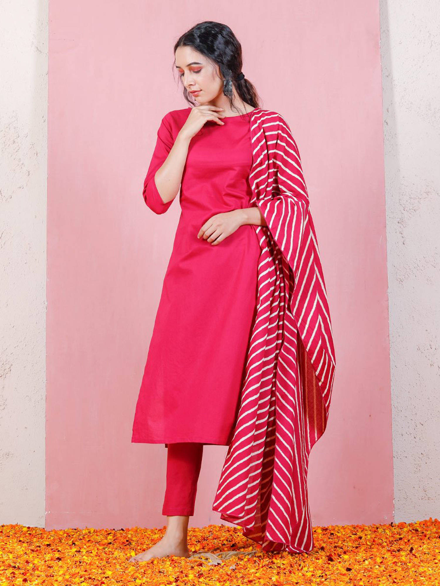 Buy Rustorange Magenta Kurta with 