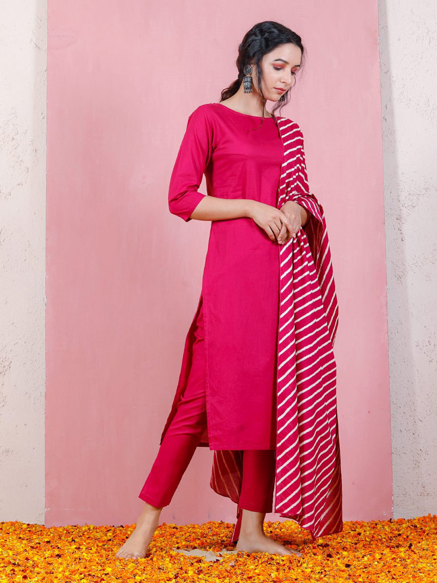Buy Rustorange Magenta Kurta with 