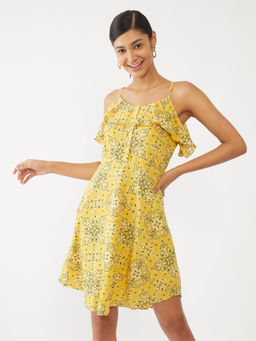 Zink London - Women's Yellow Printed Dress
