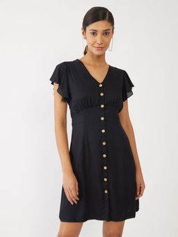 Zink London - Women's Black Solid Dress