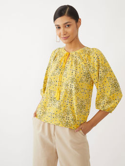 Zink London - Women's Yellow Printed Top