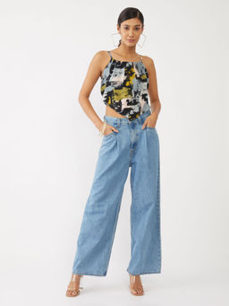 Zink London - Women's Multi-color Printed Crop Top
