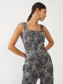 Zink London - Women's Grey Lace Top