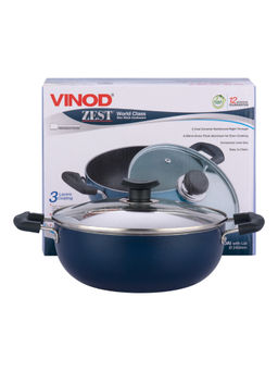 VINOD - Zest Non-Stick Deep Kadai With Glass Lid 24 Cm, 3.1 L