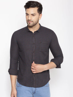 SHOWOFF - Men's Cotton Navy Printed Slim Fit Shirt