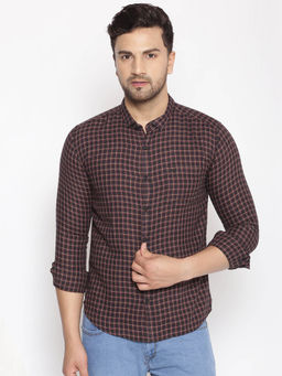 SHOWOFF - Men's Cotton Brown Printed Slim Fit Shirt