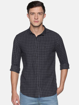 SHOWOFF - Men's Cotton Casual Black Checks Slim Fit Shirt