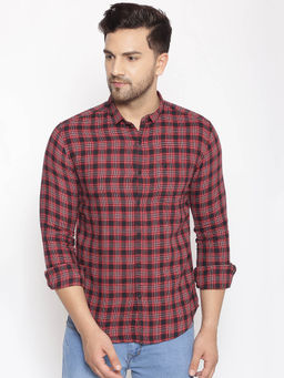 SHOWOFF - Men's Cotton Red Printed Slim Fit Shirt