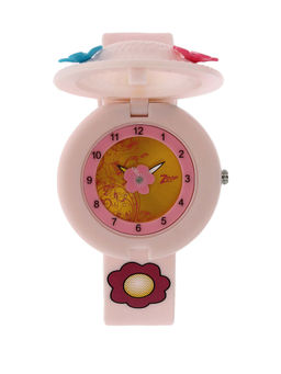 Zoop - Gold Dial Pink Plastic Strap Watch