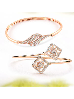 Buy Zaveri Pearls Combo of 2 Rose Gold Cubic Zirconia Brass Kada