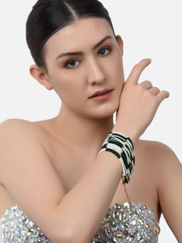 Zaveri Pearls - Green & White Beaded Bracelet-ZPFK10828