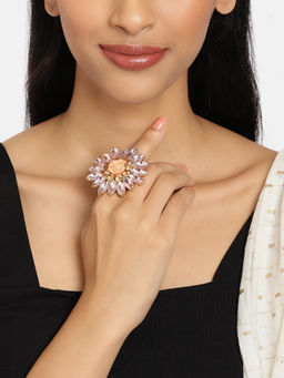 Zaveri Pearls - Pink Crystal Shine Stones Party Bling Contemporary Adjustable Finger Ring