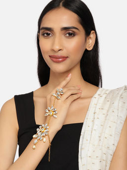 Zaveri Pearls - White Crystal Shine Stones Party Bling Contemporary Ring Bracelet