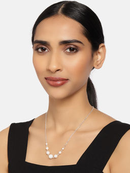 Zaveri Pearls - Silver Tone Contemporary Pearls Chain