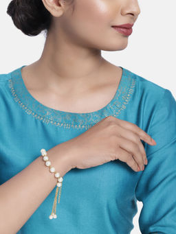 Zaveri Pearls - Gold Tone Contemporary Pearls Bracelet-ZPFK10316