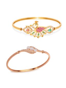 Zaveri Pearls - Combo of 2 Contemporary Style Cubic Zirconia Brass Bangle Style Kada-ZPFK10375