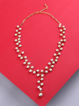 Zaveri Pearls - Gold Tone Contemporary Pearls Zig Zag Necklace-ZPFK10435