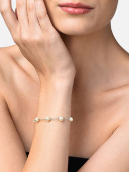 Zaveri Pearls - Silver Tone Contemporary Party Bling Pearls Bracelet-ZPFK10444