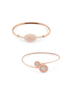 Zaveri Pearls - Combo of 2 Rose Gold Cubic Zirconia Brass Bangle Bracelet-ZPFK10863