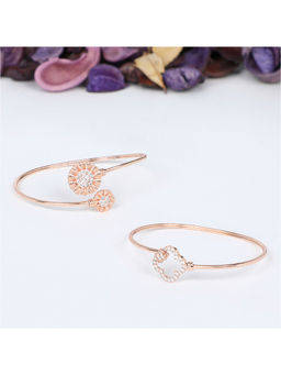 Zaveri Pearls - Set of 2 Rose Gold Cubic Zirconia Brass Kada Style Bracelet-ZPFK11108