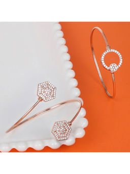 Zaveri Pearls - Set of 2 Rose Gold Cubic Zirconia Brass Kada Style Bracelet-ZPFK11117