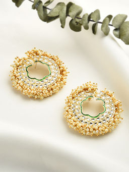 Zaveri Pearls - Gold Tone Traditional Clustered Pearls Kundan Stud Earring-ZPFK11231