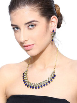 Zaveri Pearls - Gold Tone Kundan Necklace With Earrings (Set of 2)
