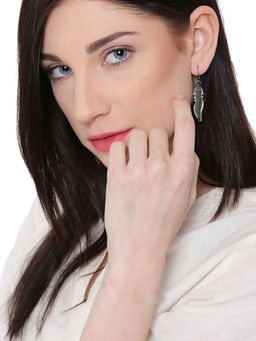 Zaveri Pearls - Silver Leaf Shape Earring