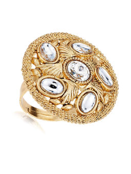 Zaveri Pearls - Antique Gold Tone Ethnic Ring