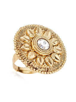 Zaveri Pearls - Antique Gold Tone Ethnic Ring