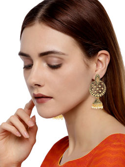 Zaveri Pearls - Antique Gold Tone Ethnic Jhumki Earrings